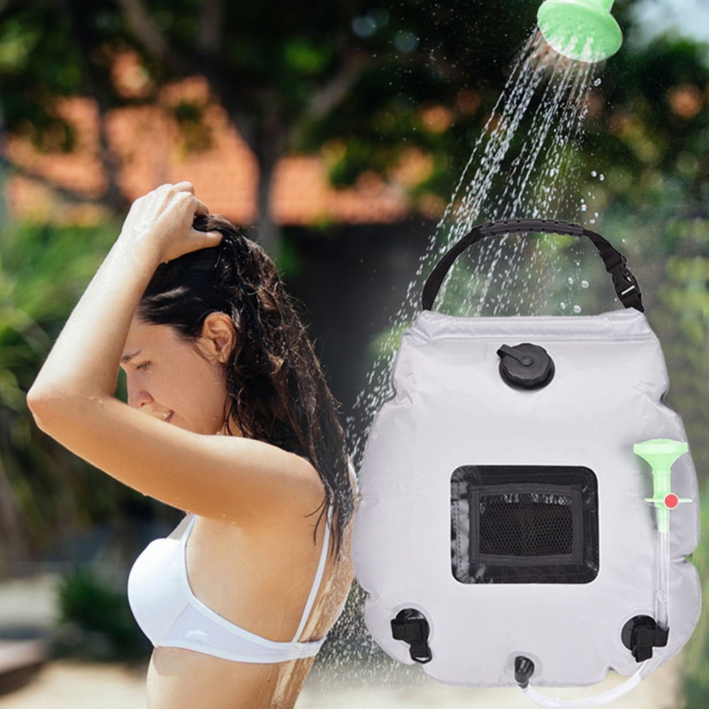 20L Portable Solar Heated Shower Bag With Switchable Shower Head for Camping and Hiking