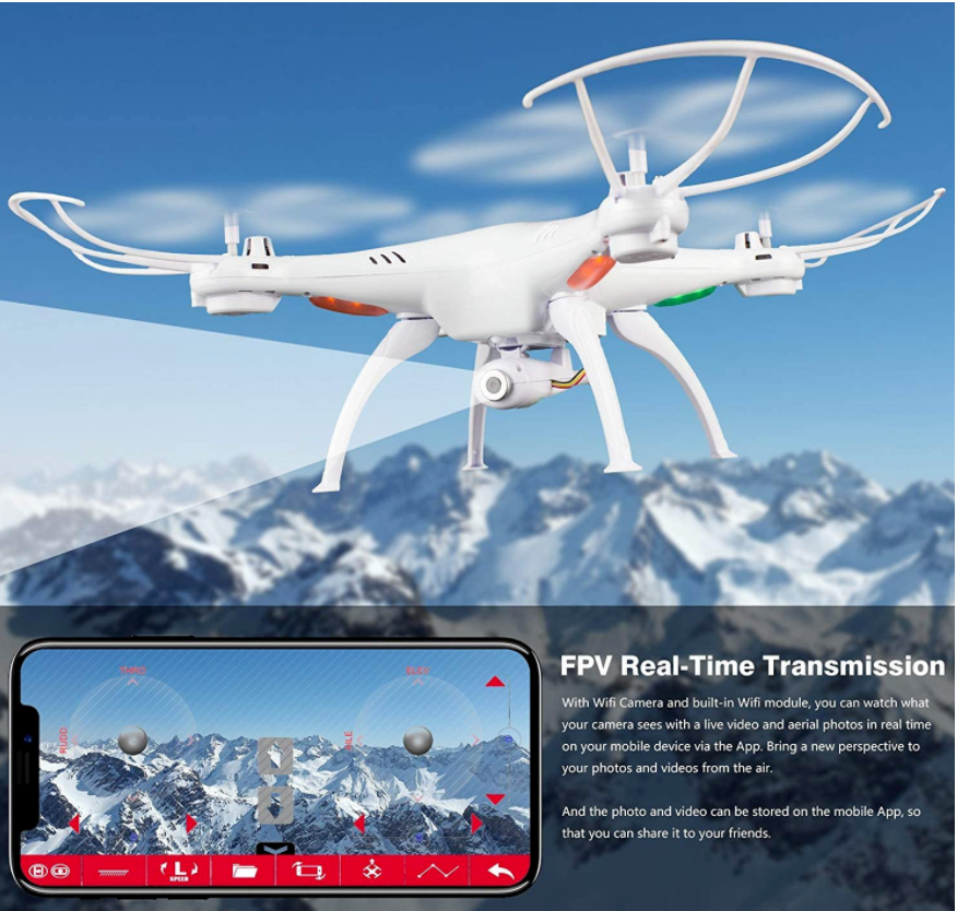 White SPY WiFi FPV Drone 2.4Ghz 4CH 6-Axis Gyro RC Quadcopter Drone