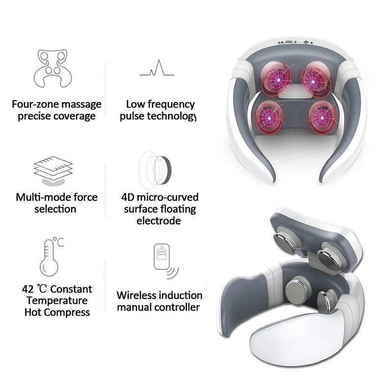 White Multifunctional 4D Massager With Remote Control Electric Wireless Hot Compress TENS Pulse Protector