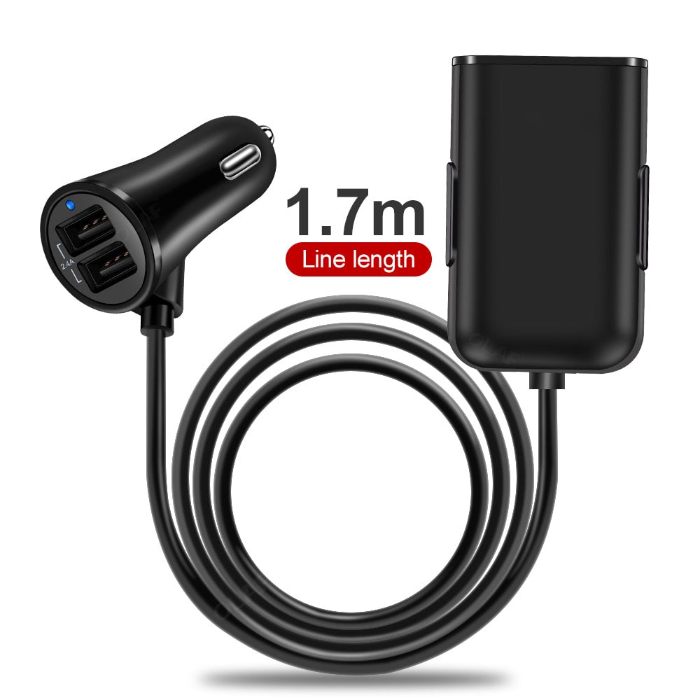 Noratron Front/Back Seat 4 Port USB Charger For iPhone Xiaomi and Samsung