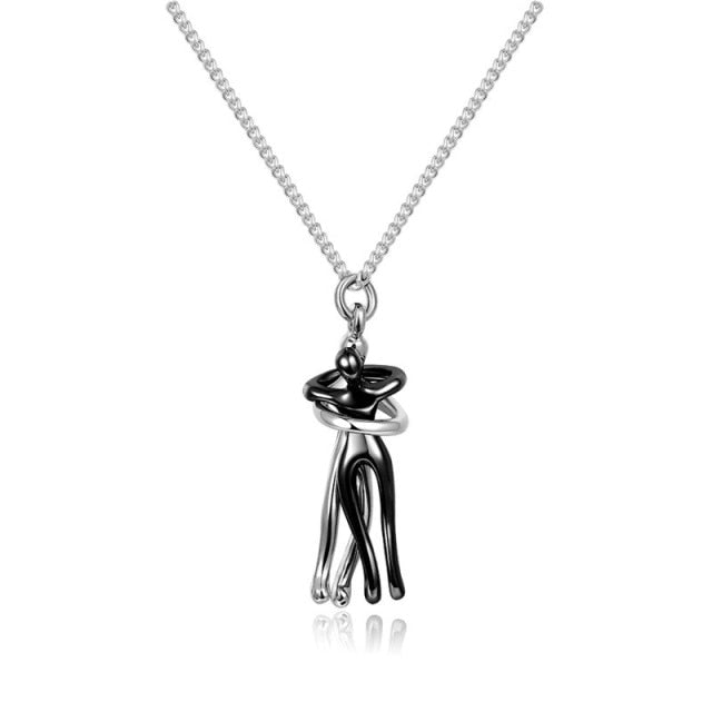 Couple Hugging Pendant Necklace for Long Distance Relationship