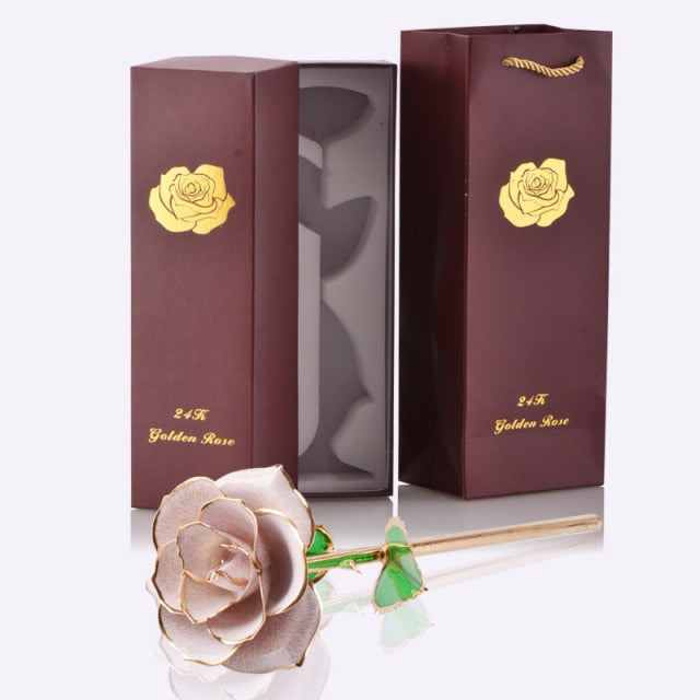24k Gold Dipped Rose Flowers with Stand Mothers Day Gift