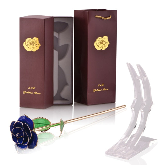 24k Gold Dipped Rose Flowers with Stand Mothers Day Gift