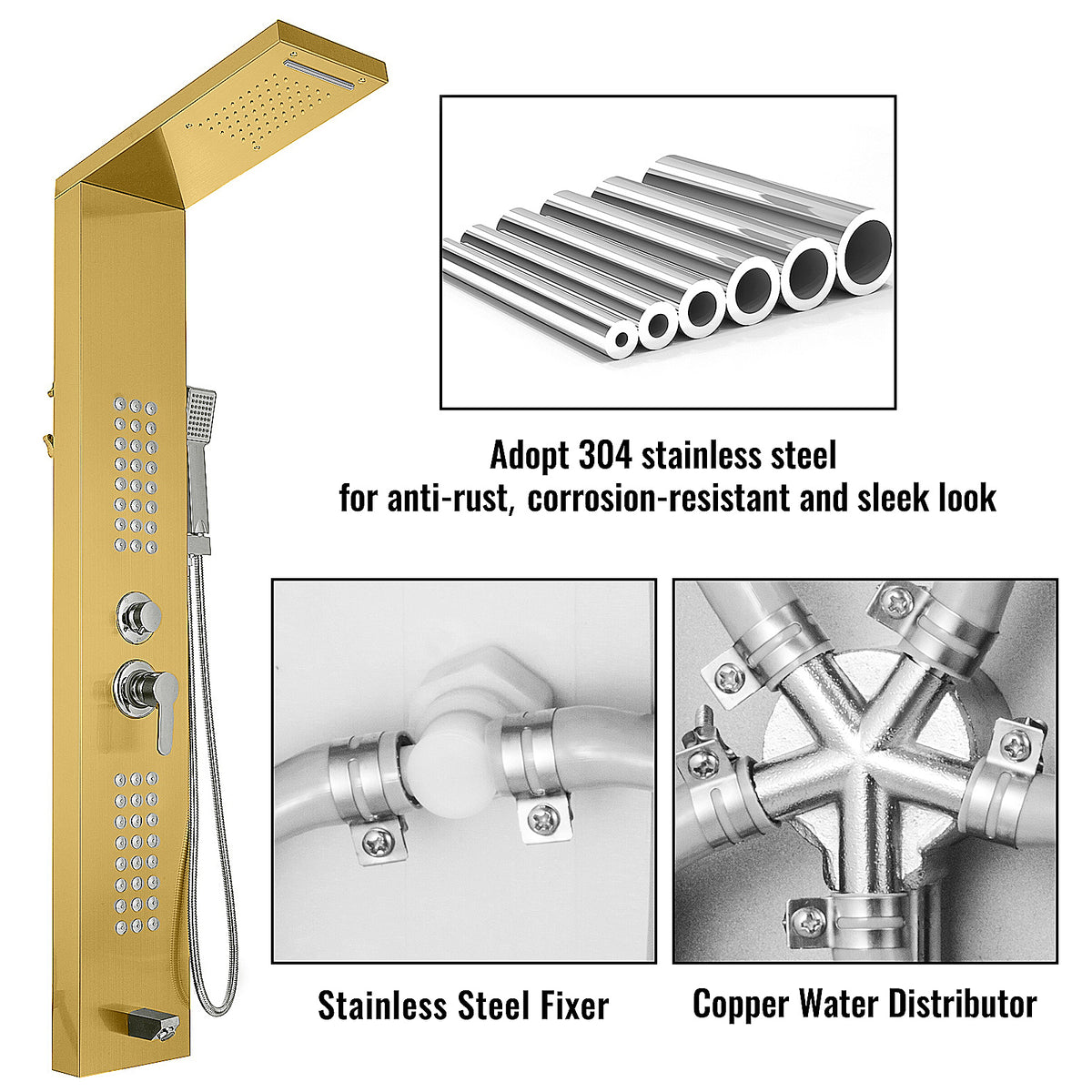 Shower Panel System Rain Waterfall 5 and 1 body system multi jet system