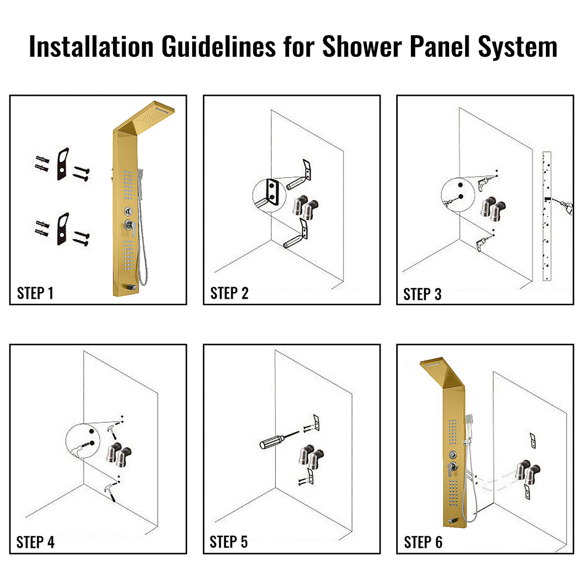 Shower Panel System Rain Waterfall 5 and 1 body system multi jet system