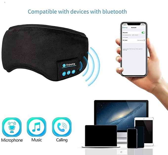Dream Heaven Bluetooth Wireless 3D Sleep Mask Head band with Music for Sleep Aid Eye Cover